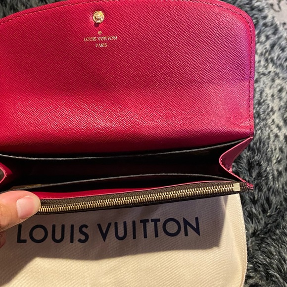 Louis Vuitton Brown Poppy Red Emilie Monogram Long Wallet. Brand New! - Picture 14 of 14